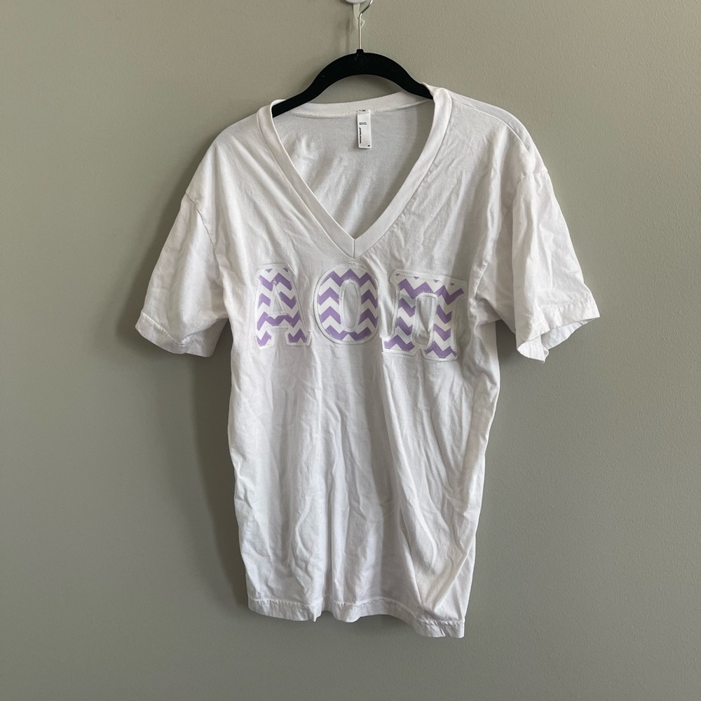 American Apparel Alpha Omicron Pi Chevron Letters Tee